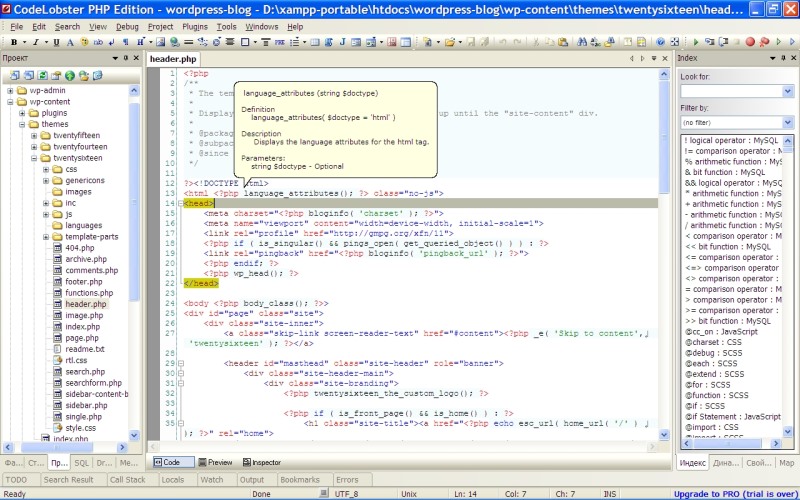 Codelobster per Free PHP Editor
