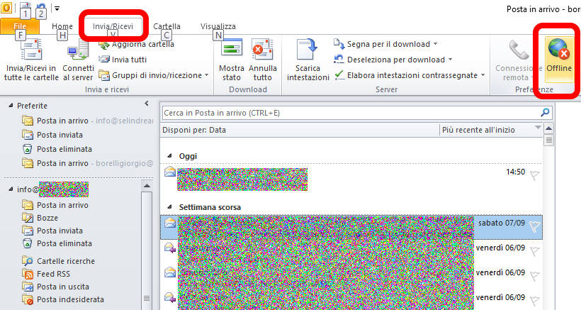 Settare Microsoft Outlook Offline