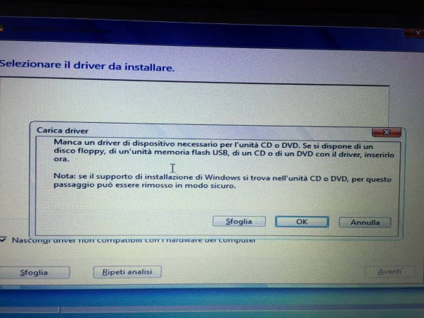 Windows manca driver dispositivo unita cd-dvd usb