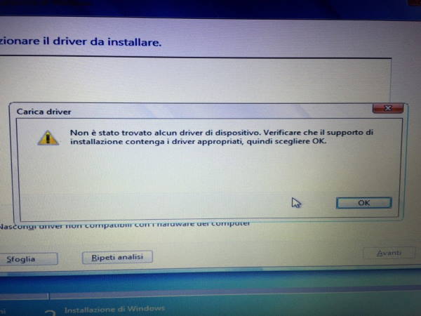 Windows non è stato trovato driver dispositivo