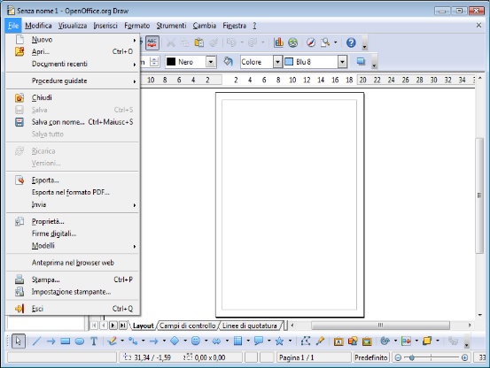 Il programma di grafica Draw della suite per ufficio di OpenOffice