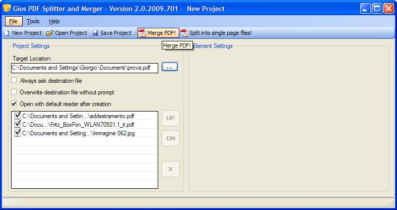 con GiosPSM basta cliccare sul bottore Merge per creare un unico file pdf