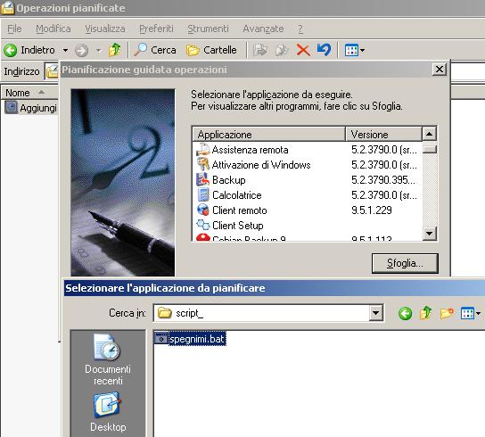 Wizard delle operazioni pianificate di Windows