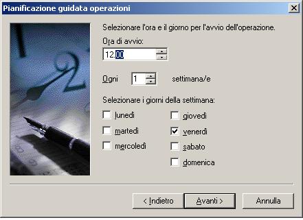 Operazioni pianificate, scelta del giorno e dell'ora in cui avviare lo script