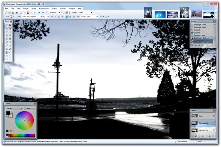 il tavolo di lavoro del programma di grafica Paint.Net