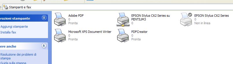 Stampante Virtuale nell'elenco delle stampanti e fax di Windows