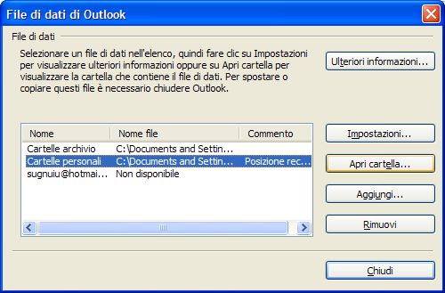 Come localizzare il file delle cartelle personali di Outlook con Gestione file dati