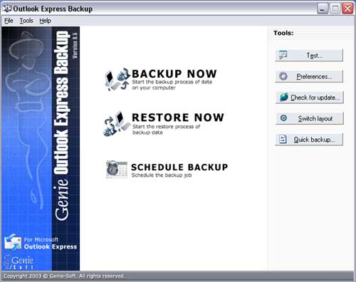 software per la gestione, archiviazione e ripristino degli elementi di posta elettronica di Outlook Express