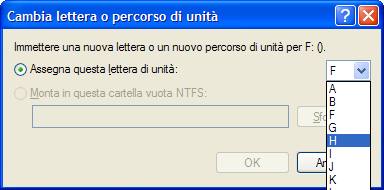 come assegnare una nuova lettera all'unità disco