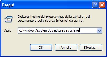 Richiamare il wizard Ripristino Configurazione di sistema da DOS