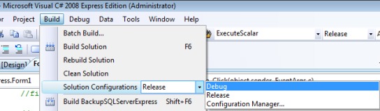 Impostare le opzioni di compilazione in debug o release per un progettto di Visual Studio