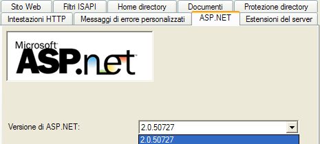 Impostare la versione di ASP.NET in Internet Information Server