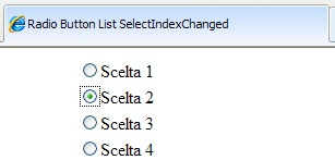 Il Web Server Control RadioButtonList di ASP.NET con selezione di un elemento radio