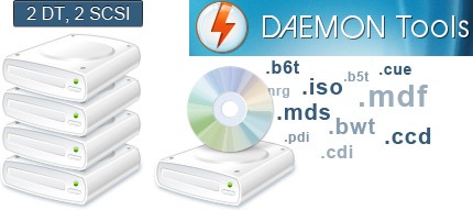 Creazioni di periferiche virtuali montando immagini con Daemon Tools - (immagine e logo tratte dal sito ufficiale)